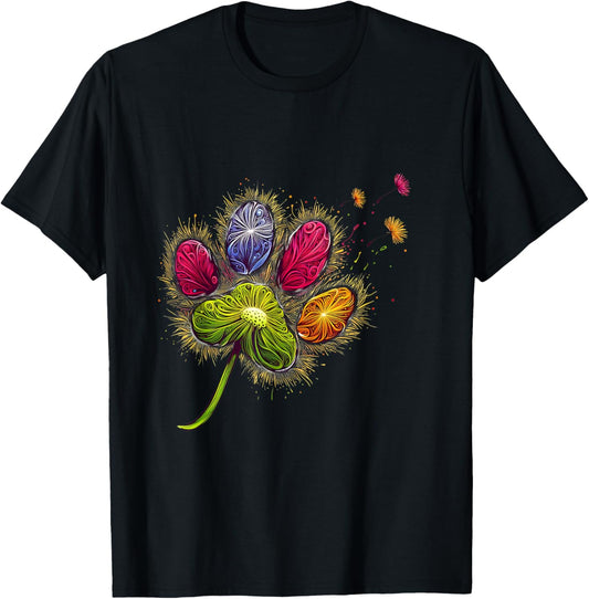 Colorful Big Paw Print Dandelion Paw Print Graphic