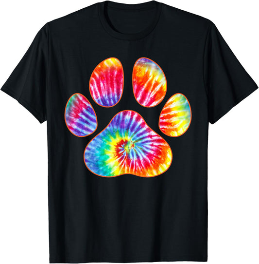 Cute Tie Dye Paw Print Pet Owner Paw Print Tie Dye Dog Lover T Shirt for Men Women Girls Kids