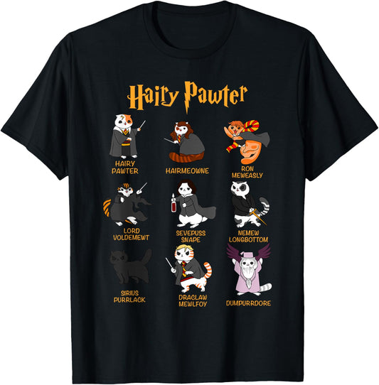 Vintage Funny Hairy Pawter T Shirt   T Shirt For Cat Lovers