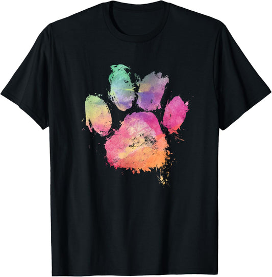 Cat Dog Paw Print Watercolor Rainbow Abstract Animal Lover
