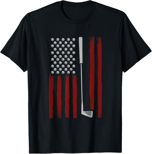 Retro American Flag Golf Golfer Funny Golf Club Golfing