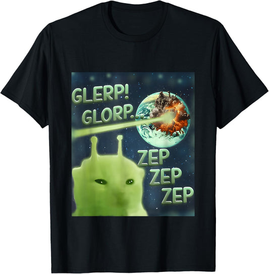 Glerp Glorp Funny Alien Cat Meme, Brainrot Tee, Costume