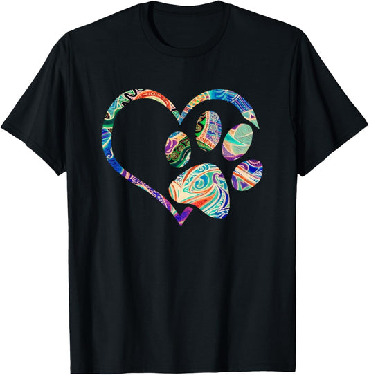 Animal Rescue Shirt Dog Paw Print Tie Dye Rainbow Dog Love Men Women Girls Kids