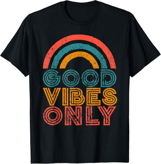 Good Vibes Only Vintage Rainbow Positive Vibe Quote Gift