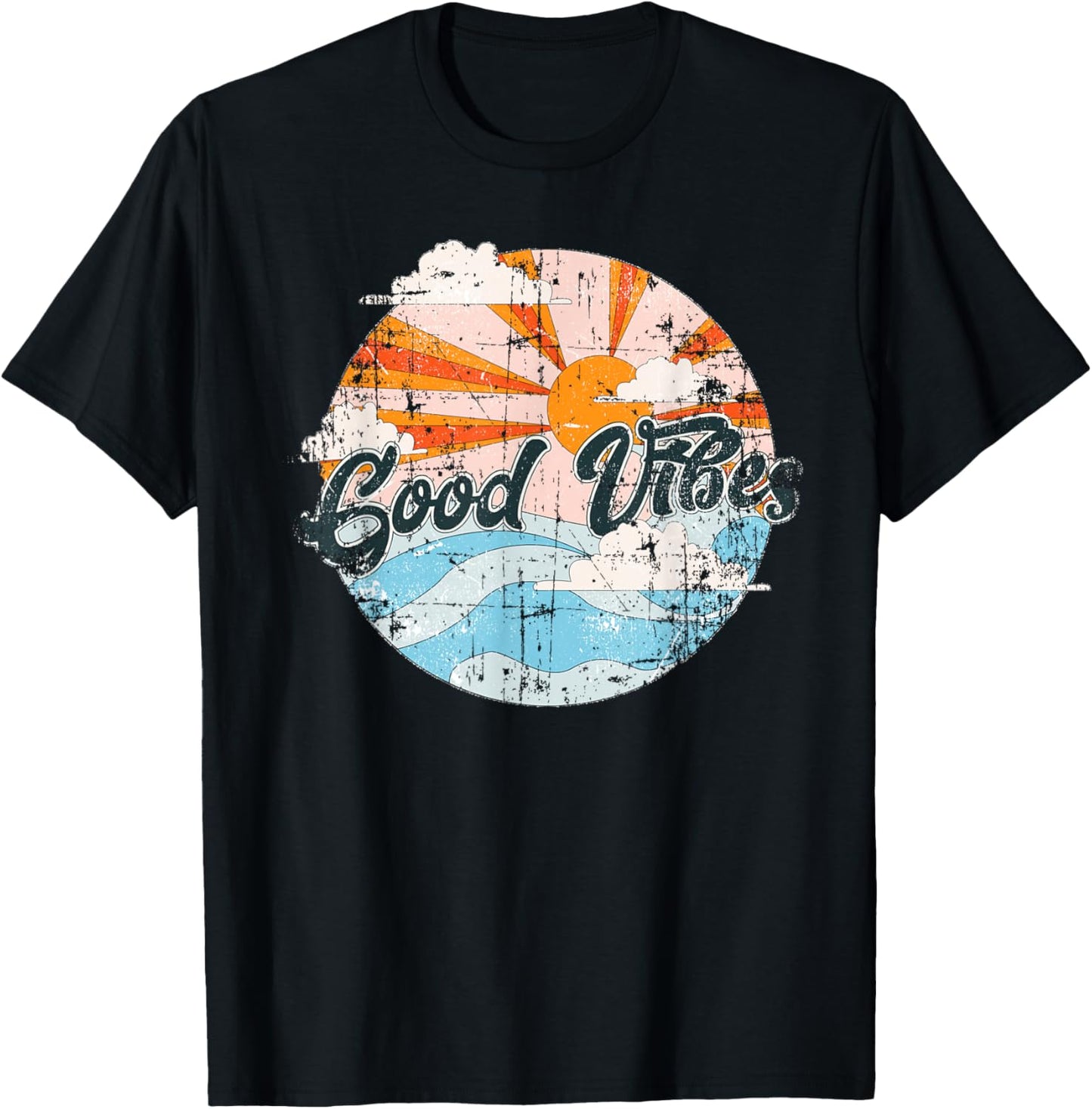 Vintage Retro Good Vibes Waves & Sunset Men Women Gift