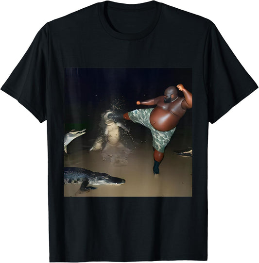 Man Kick Alligator In Swamp Funny Oddly Specific Meme