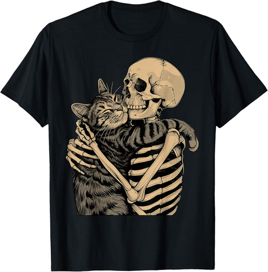 Skeleton Hugging Cat Halloween Cat Lover Cat Mom Dad