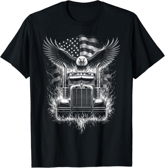 Trucker Patriotic American Flag Semi Truck Driver Eagle