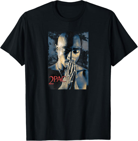 TUPAC SHAKUR Tupac Grunge Praying Unisex-Kids Black Short Sleeve
