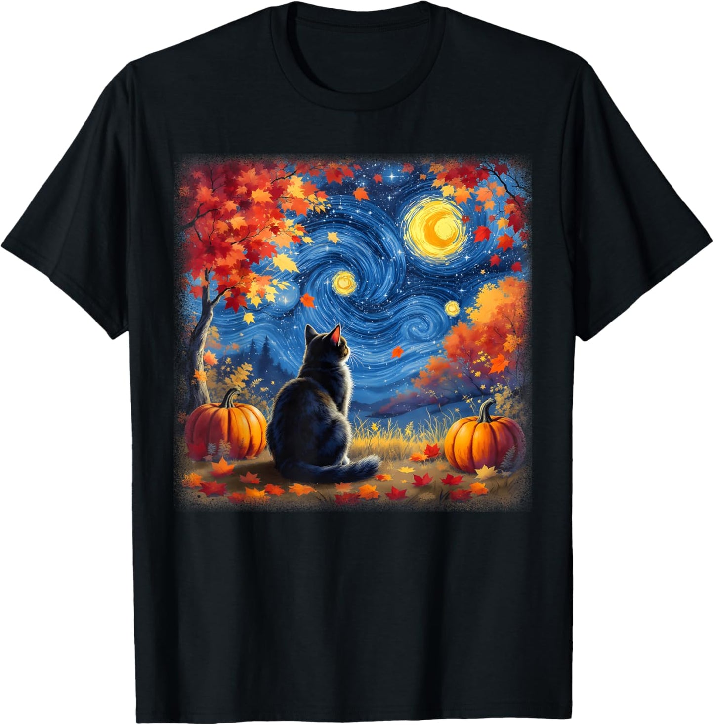 Cat Starry Night Van Gogh Cat Lover Thanksgiving Fall Autumn