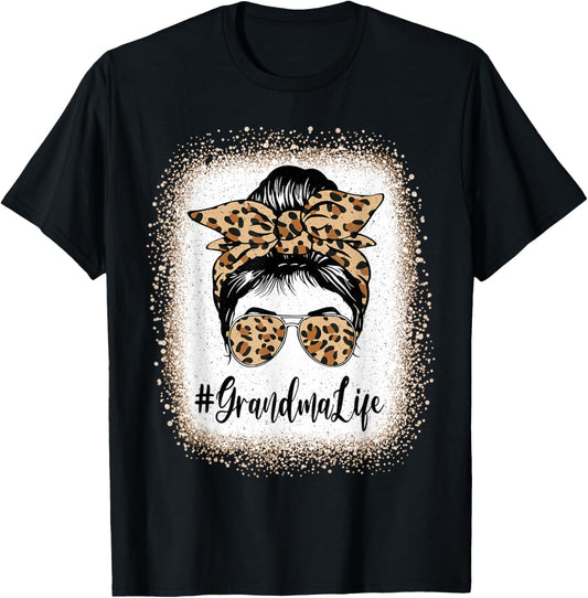 Grandma Life Bleached Leopard Messy Bun Mother's day