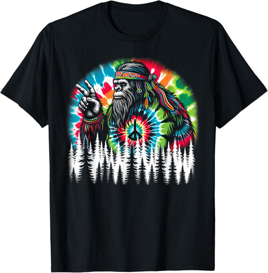 Hippie Bigfoot Peace Sign Tie Dye Forest Vibes