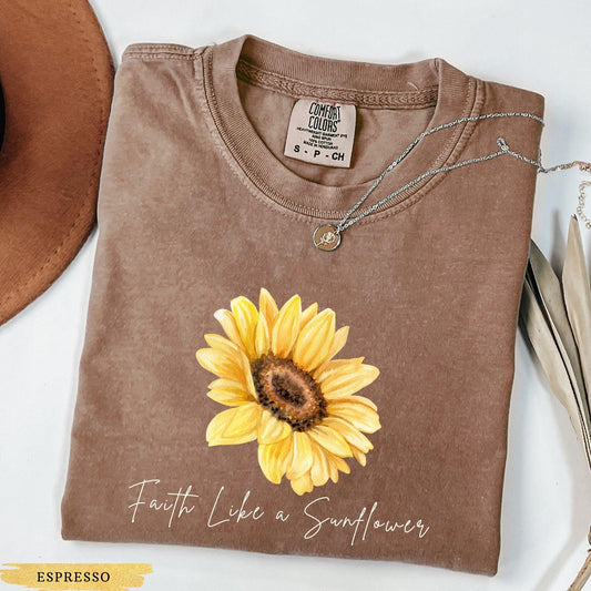 Sunflower Christian Shirt, Comfort Colors Religious Shirt, Faith Shirt, Watercolor Sunflower, Confirmation gift, Bible Verse, Catholic Gifts