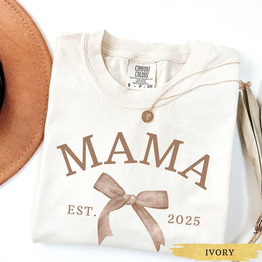 Comfort Colors® Custom Mama Coquette Shirt Mama Est Year Shirt, Mothers Day Gift For Mom, Grandma Est Shirt, Pregnancy Announcement Mom Gift
