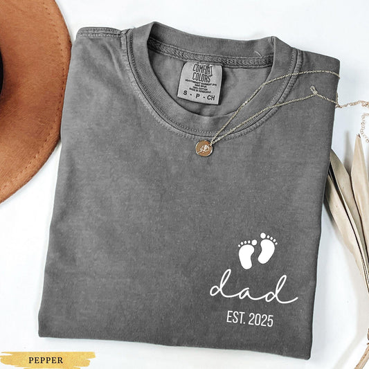 Custom Dad Shirt Comfort Colors, New Dad Gift, Dad Announcement, Fathers Day Shirt, Pregnancy Reveal Gift for Husband, First Fathers Day