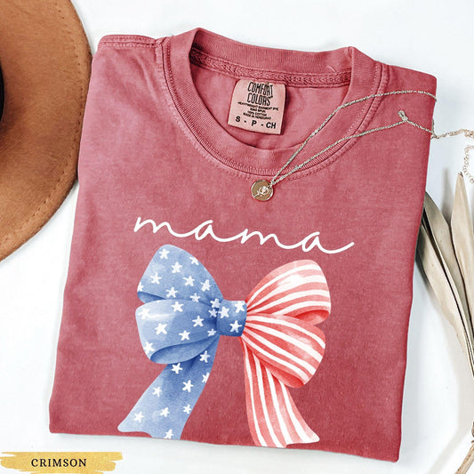 Patriotic Mama Coquette Shirt, 4th of July Shirt Comfort Colors Memorial Day Shirt Independence Day American Flag Shirt, Nana Gift Usa Shirt
