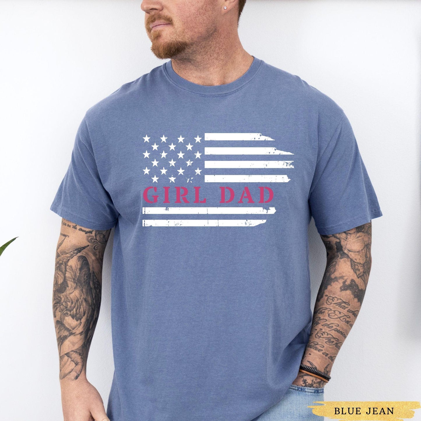Comfort Colors Girl Dad Shirt, Patriotic Girl Dad Shirt, First Fathers Day Gift, Baby Announcement 4th of July Dad Announcement Gift for Him