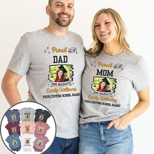 Personalized Graduation Shirts Custom Photo Family Matching Shirt, Proud Family Shirt, Class of 2025 Graduation Party, Senior 2025 Tee