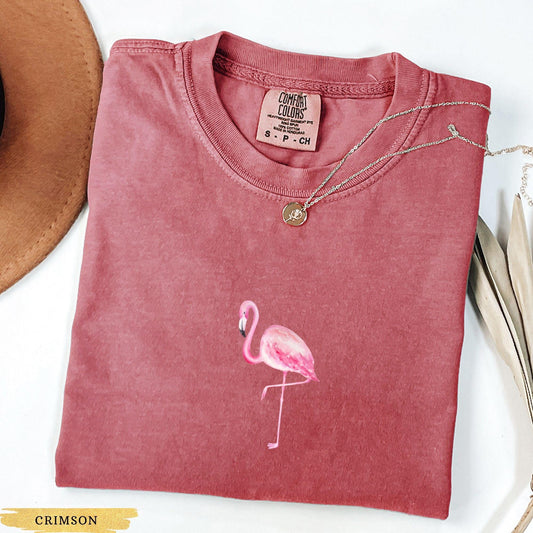 Comfort Colors® Flamingo Shirt, Summer Vibes Shirt, Beach Shirt, Bird Shirt, Animal Lover Tee, Cottagecore Gifts, Minimalist T Shirt