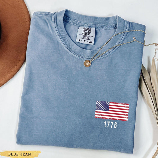 Comfort Colors® American Flag Shirt, Retro America T Shirt, USA Patriotic Shirt, USA 1776, 4th of July Independence Day Memorial Day Gift
