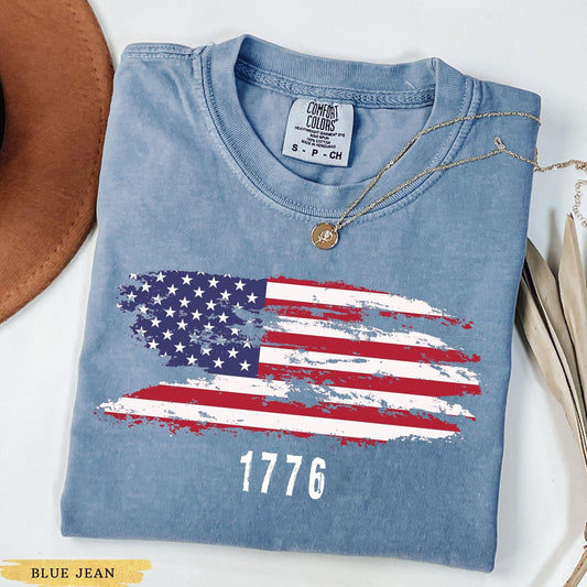 Comfort Colors® American Flag Shirt, Retro American T Shirt, Vintage Patriotic Shirt, USA Shirt, 4th of July Shirt, Fourth of July Shirts