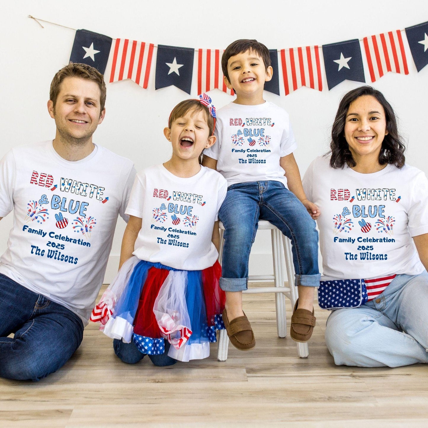 Custom Red White and Blue Family Celebration 2025 Shirt, 4th of July Family Crew Shirt, Matching Family Tee, Fourth of July Independence Day