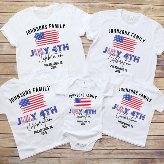 Patriotic Family Matching T Shirts, Custom Family July 4th Celebration Shirt, Fourth of July Family Matching T Shirts, Independence Day