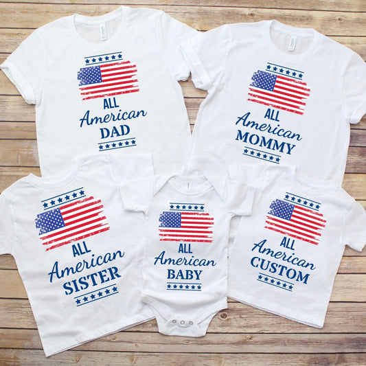 4th Of July American Family Shirts, Mom Dad Baby 4th of July Matching Shirts, Matching Patriotic Shirts, American Girl, American Flag