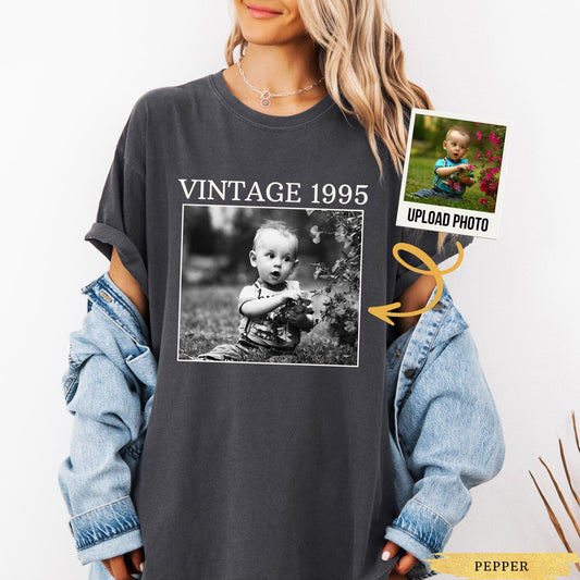 Comfort Colors® Personalized 30th Birthday Shirt, Custom Photo Unisex Birthday Shirt, 30th Birthday Gift, 40th Birthday Gift, Vintage 1995