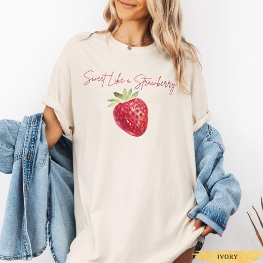 Strawberry Shirt Comfort Colors, Cottagecore Shirt, Strawberry Festival Summer Vibes, Strawberry Lover Gift for Gardener, Fruit Graphic Tee