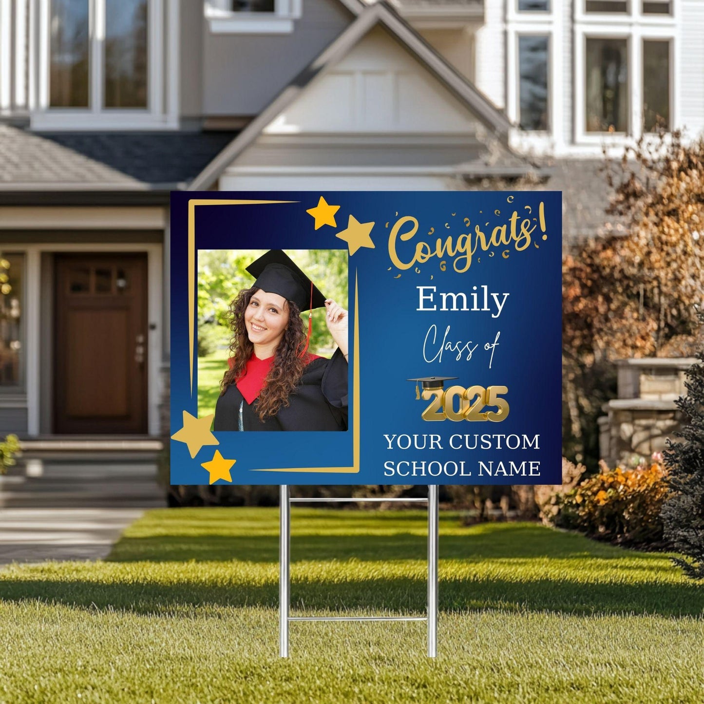 Custom Graduation Yard Sign with Photo, Class of 2025 Graduation Party Decor, Grad Announcement, High School Graduate College Graduate Decor