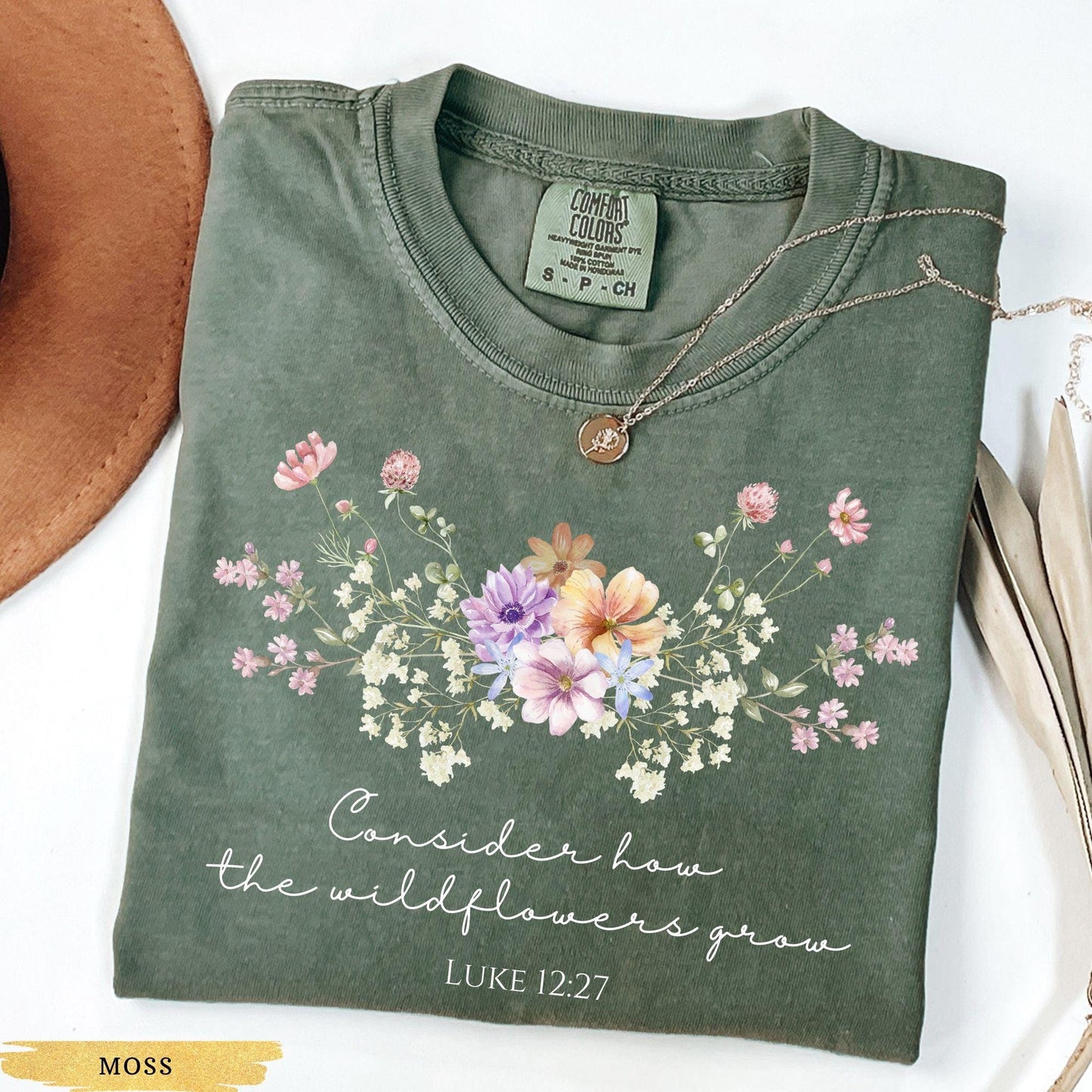 Comfort Colors Consider How The Wildflowers Grow Shirt, Bible Verse Shirt, Wildflowers Shirt, Christian Shirt Religious Shirt Christian Gift