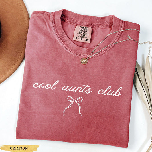 Comfort Colors® Cool Aunts Club Shirt, Coquette Bow Aunt Shirt, Gift for Aunt to Be, Pregnancy Announcement, New Auntie Shirt, Trendy Aunt