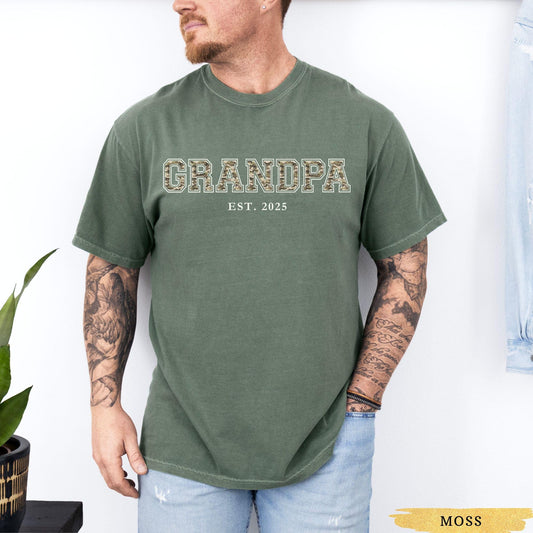 Grandpa Shirt Comfort Colors®, Camo Grandpa T Shirt, Grandpa Sweatshirt, New Grandpa Announcement Gift, Grandpa Est Date Fathers Day Gift