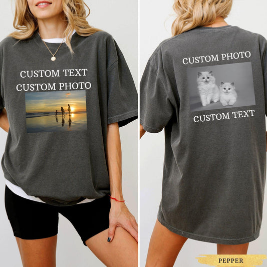 Comfort Colors® Front and Back Custom Text Shirt with Print, Personalized Name T Shirt, Custom Logo Shirt for Couple, Team Shirt, Event Tee