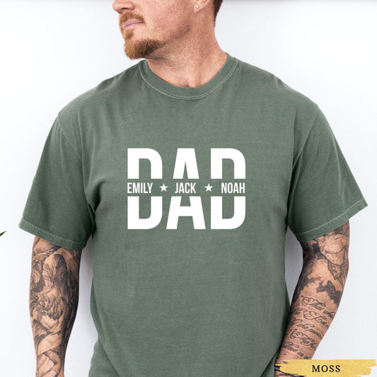 Comfort Colors® Custom Dad Shirt With Kids Names, Dad T Shirt, Personalized Dad Shirt, Father&#39;s Day Shirt, New Dad Shirt Daddy Birthday Gift