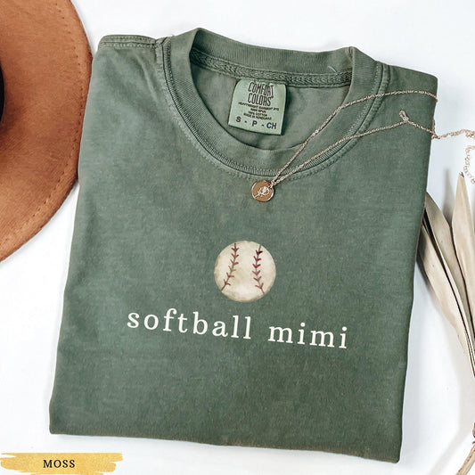 Comfort Colors® Retro Softball Mimi Shirt, Softball Lover Gift, Softball Season Shirt, Softball Mama Shirt, Softball Nana Gift, Game Day Tee