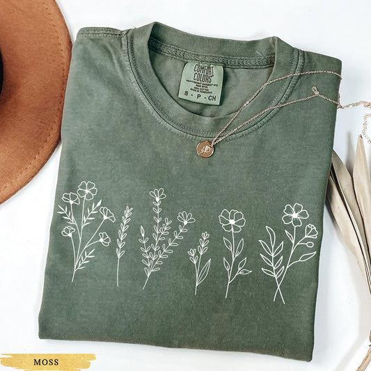 Comfort Colors® Wildflower Shirt, Floral Cottagecore Shirt, Botanical Shirt, Flower Shirt, Nature Shirt Wildflower Tshirt, Wild Flower Shirt