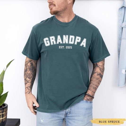 Comfort Colors Custom Grandpa Shirt , Grandpa Est Year Shirt, New Grandpa Gift, Promoted to Grandpa, Gifts for Grandpa Announcement