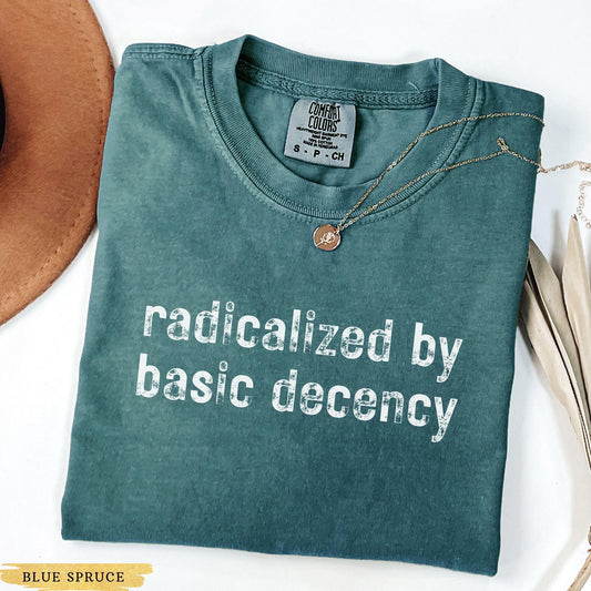 Comfort Colors® Radicalized by Basic Decency Shirt, Political Protest Shirt, Feminist Activist Gift, Liberal Unisex Tee